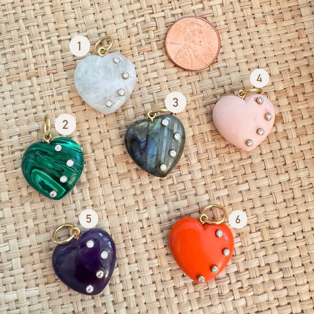 5 purple heart pendant