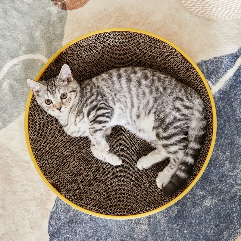 Placas onduladas para arranhar gatos, cama redonda para arranhar gatos, brinquedo para amassar as patas e descansar, ideal para animais de estimação, mais vendidas