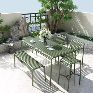 Modern İskandinav kırmızı demir masa sandalye seti avlu bahçe kahve dükkanları için su geçirmez Net kombinasyonu süt çay oteller hastaneler - Product Image 2