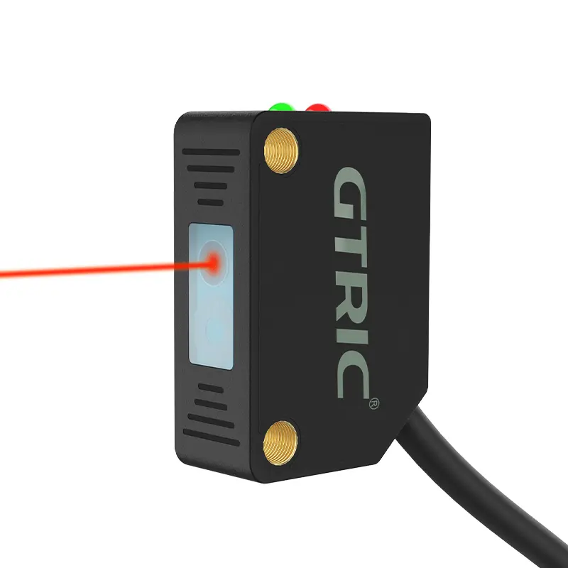 Công Tắc Quang Điện Hình Vuông GTRIC Chùm Tia Hồng Ngoại Nhìn Thấy Điểm Nhỏ 10-30VDC Cảm Biến Quang Điện Laser Phản Xạ Khuếch Tán PNP 3 Dây