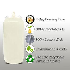 Wholesale 7-Days White <strong>Prayer</strong> 6&quot; Pillar Vegetable <strong>Oil</strong> Wax Plastic Jar Container Candle for Religious Memorial Party Decoration - Product Image 5