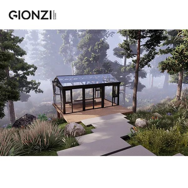 GIONZI, популярный дизайн, алюминиевая беседка, теплица для загара, для пастбищ, вечеринки, сада, кафе, лаунж, производство Китай