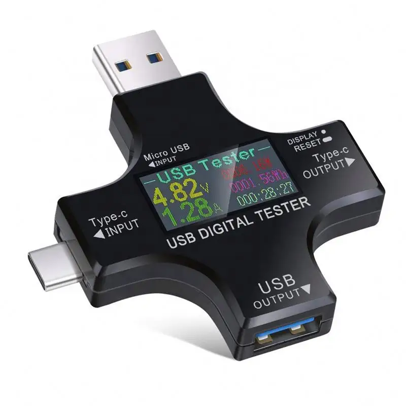 Multimeter Tampilan Digital LCD Profesional, Alat Pengukur Voltase Arus Daya USB PD 2 In 1 Tipe C