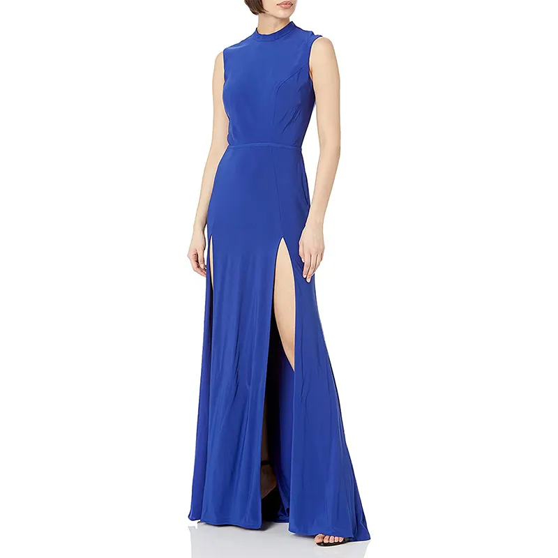 Women's long dresses solid high slit evening dress