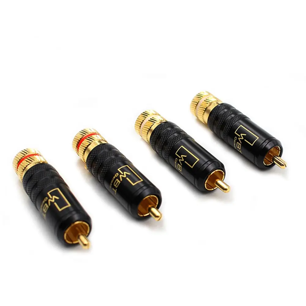 HIFI RCA Plug Jack YIVO XSSH Audio Video Adapter DIY OEM ODM Kuningan Berlapis Emas Hitam Shell 9Mm VGA Tembaga Laki-laki RCA Konektor