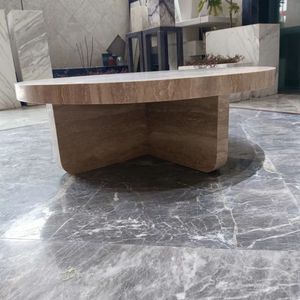 茶几家具台面方形圆形可定制轻质石灰华石材家具直销