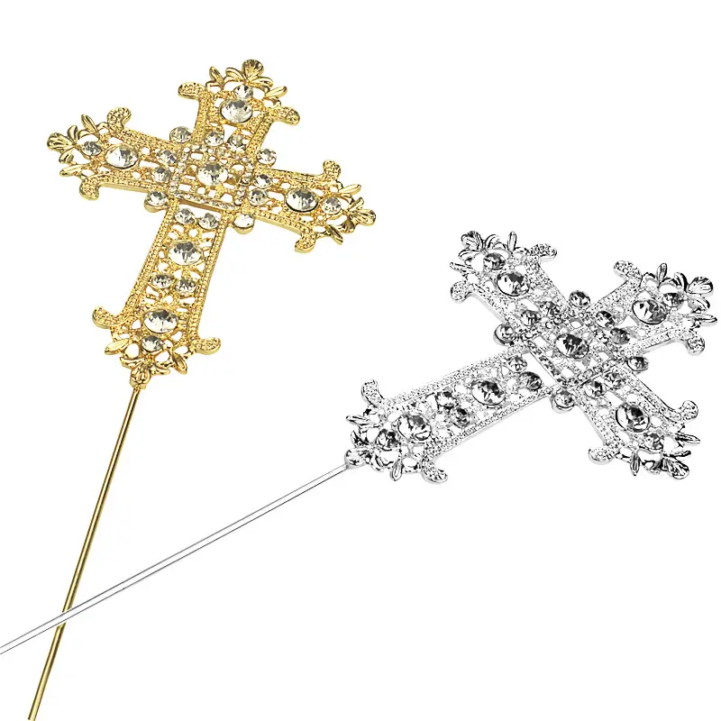 Battesimo croce Cake Topper strass Crystal Cake Decor per matrimonio religioso battesimo prima comunione battesimo decorazione