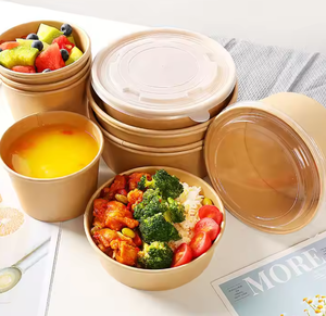 Assiettes En papier Kraft bols máy bay phản lực emballage emporter Pour salade matériau papier thủ công sécurité - Product Image 6