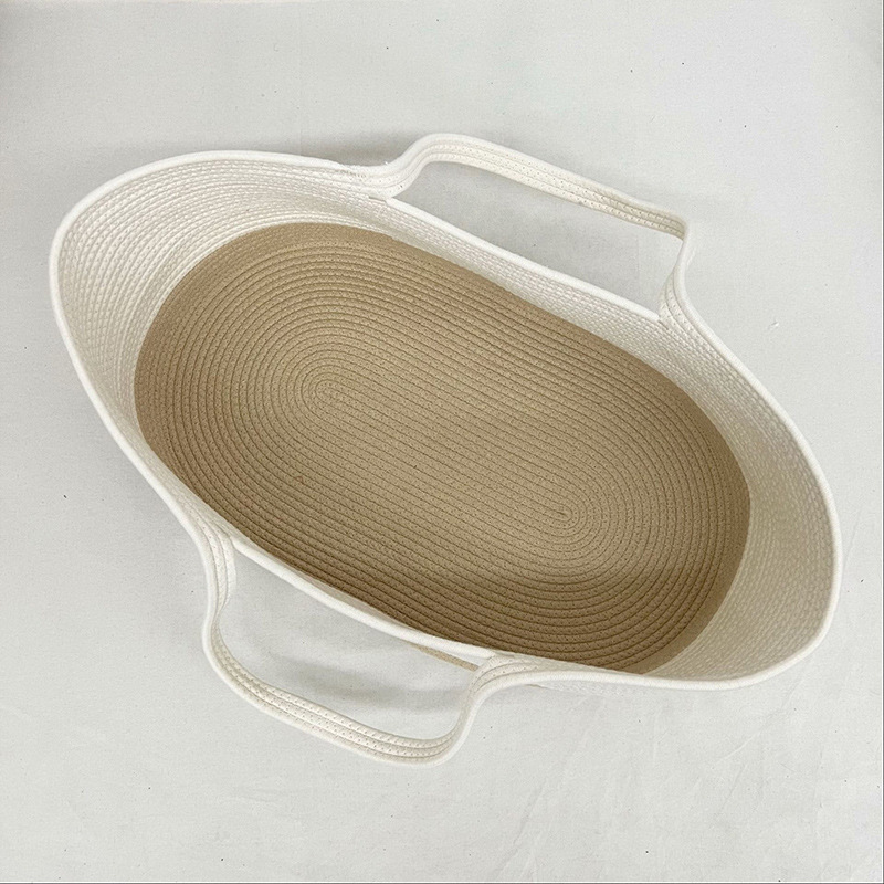Brown and white baby basket