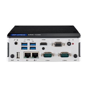 Advantech-Mini PC de ordenador industrial sin ventilador, dispositivo Intel Atom E3940 QC SoC con puertos aislados GbE COM y DIO, carril DIN - Product Image 3