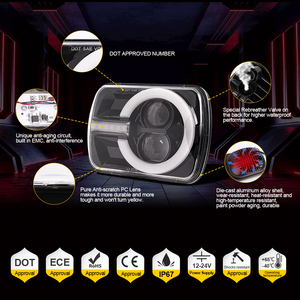 ジープチェロキーXJ自動車用自動照明システムLEDライト5x7LEDヘッドライトH45x 7 7x6インチGMC/JEEP用長方形ヘッドランプ - Product Image 4