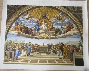 Raphael <strong>Fresco</strong> Reproduction Disputation of the Holy Sacrament Custom Handmade Oil Painting for Home Living Room Wall Art Decor - Product Image 3
