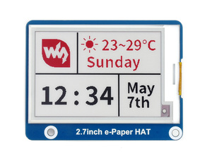 Cappello Display E-Ink E-Paper da 2.7 pollici (B) per Raspberry Pi 264*176 pixel, rosso/nero/bianco a tre colori, interfaccia SPI