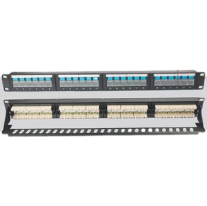 19 "1U UTP CAT5E / CAT6 / CAT6A 24 puertos, con barra trasera y puerta antipolvo. Panel de conexión 110 IDC y DUAL IDC - Product Image 1
