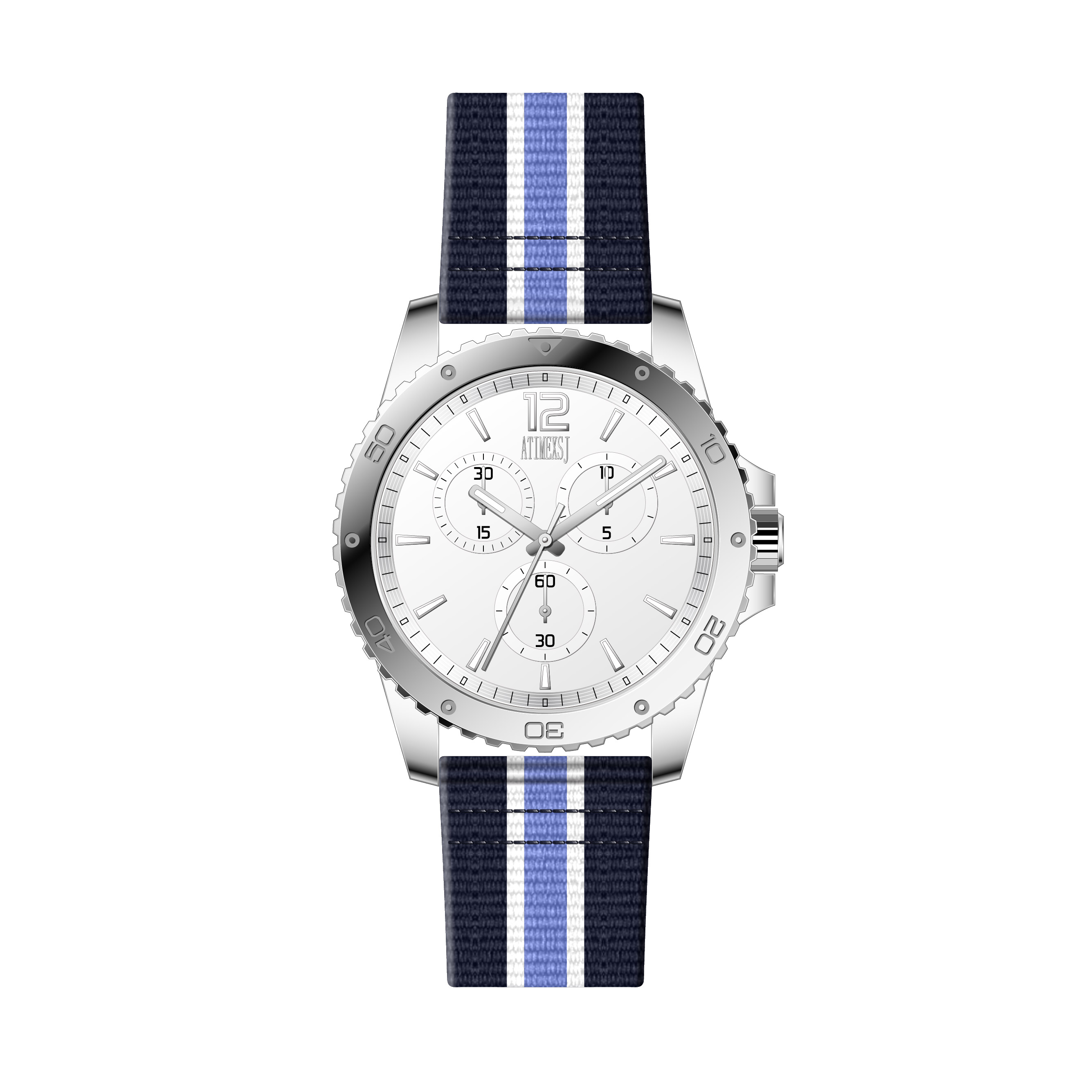 Silver - Navy & Light Blue