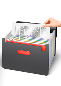 Organizador de archivos de acordeón con 13 bolsillos, archivos de suspensión de tamaño A4, caja de archivos extensible portátil con asa hecha de Material PP - Product Image 6