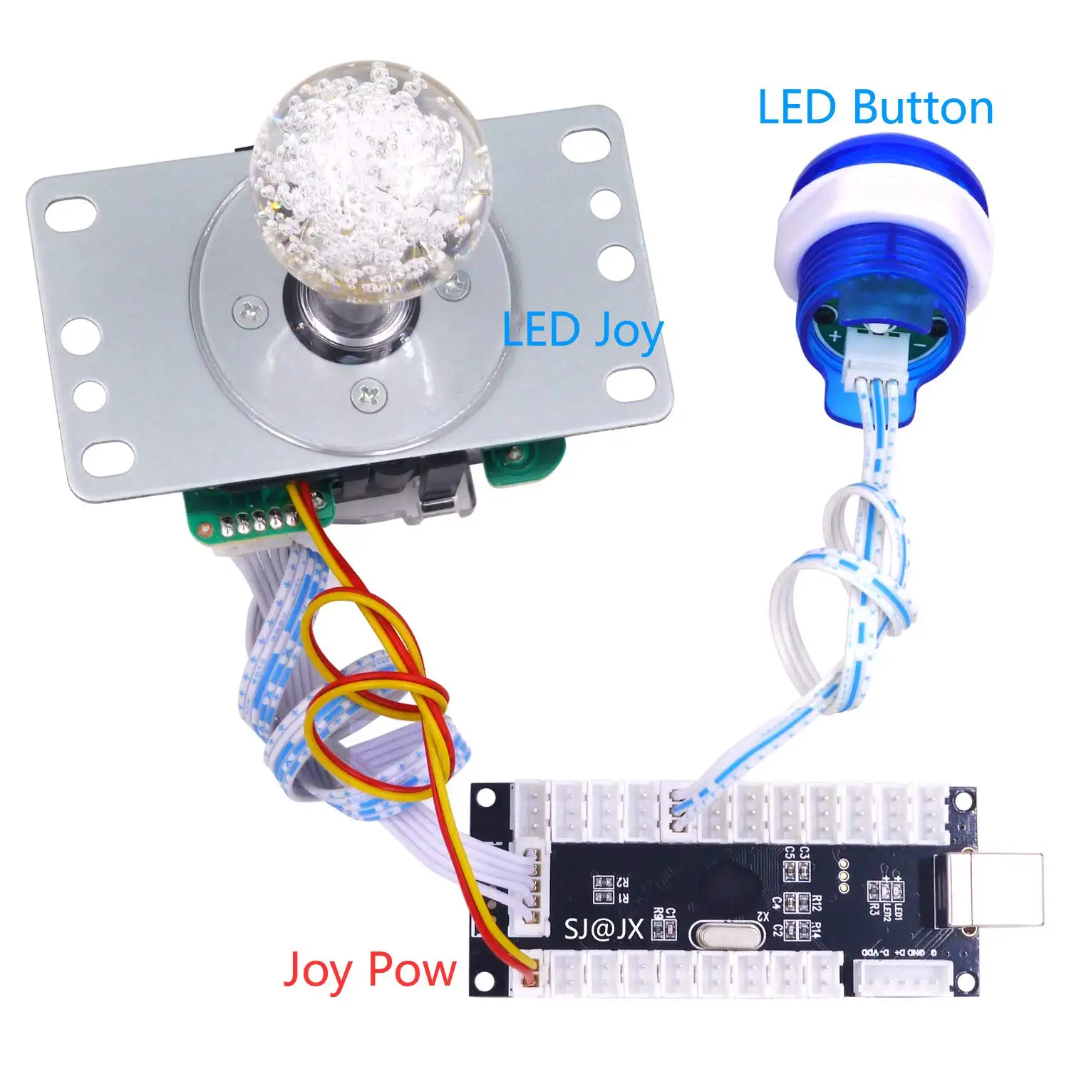 LED Game Arcade Kit DIY sakelar Keyboard mekanis tombol LED Arcade pengendali Joystick LED enkoder USB penundaan nol