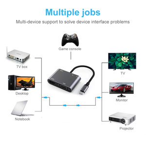 Portable 5 In1 <strong>USB</strong> Type C to <strong>HDMI</strong> VGA <strong>USB</strong> 3.0 PD Audio Hub <strong>Adapter</strong> 4K 30HZ Hub Multifunction <strong>Adapter</strong> <strong>USB</strong>-C Computer Accessories