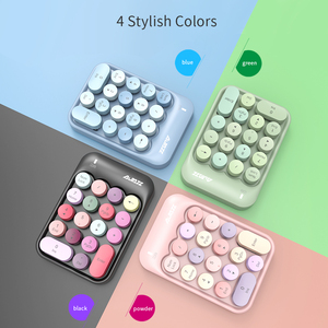 Teclado inalámbrico AK18 Mini 2,4G, periférico numérico azul, Circular, externo, para la contabilidad financiera