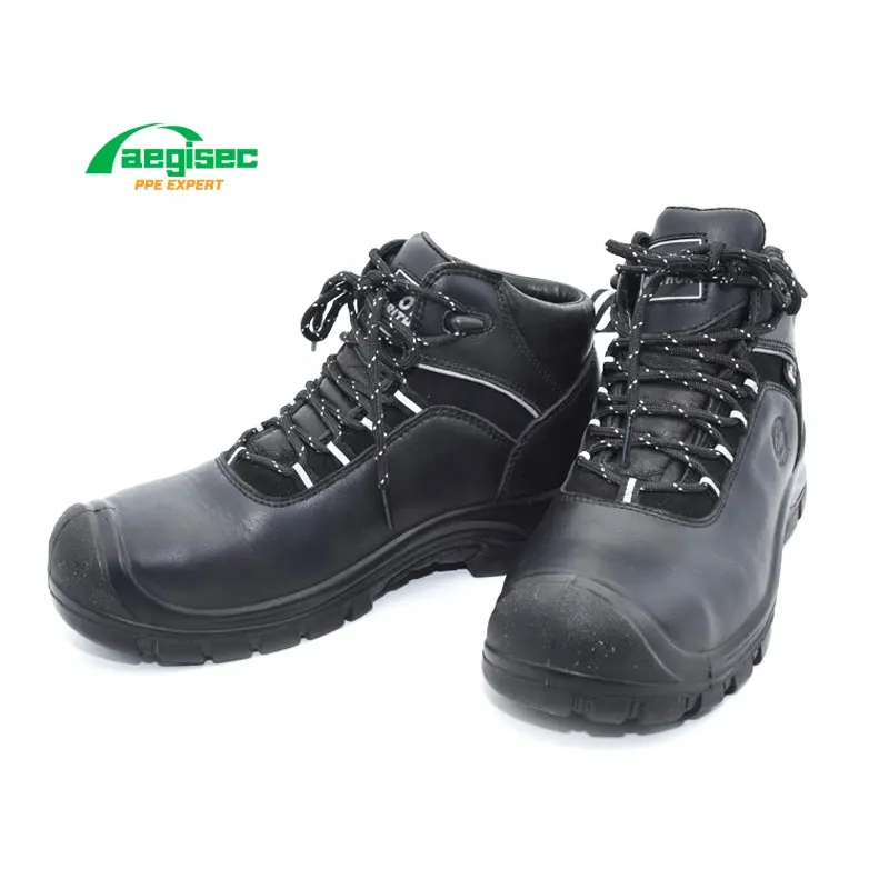 AEGISEC chaussures de sécurité à bout en acier bottes de travail à semelle supérieure en cuir protection contre la pénétration bottes de randonnée sécurité