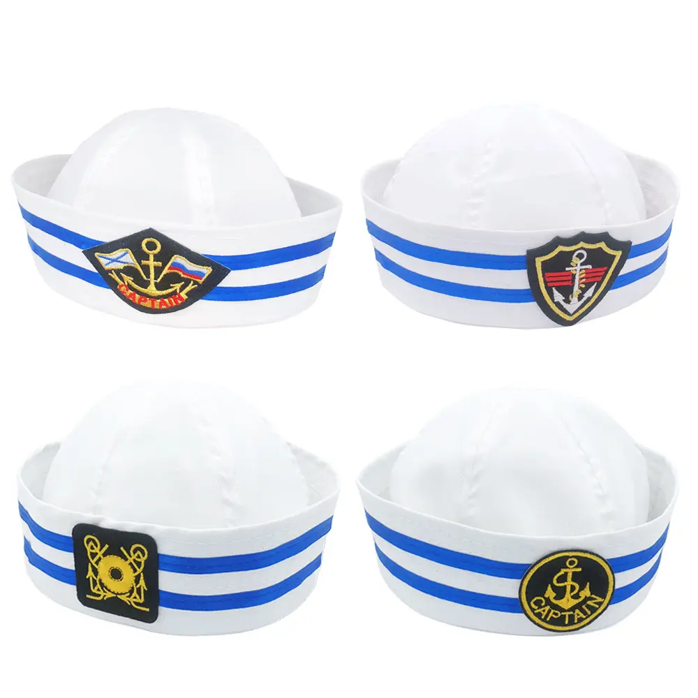 Fantasia Cosplay Hat Acessórios Branco Capitão Marinheiro Chapéu Navy Marine Caps
