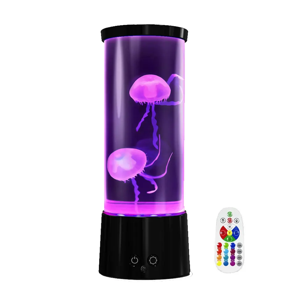Luminária led de aquário água-viva, elétrica, 16 corores, muda de cor, rgb, lâmpada para mesa, luz de led com controle remoto