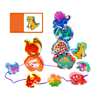Didacticos ของเล่นบล็อกสร้างสัตว์,ของเล่นร้อยเชือกทำจากไม้รูปสัตว์มี8สไตล์ - Product Image 4