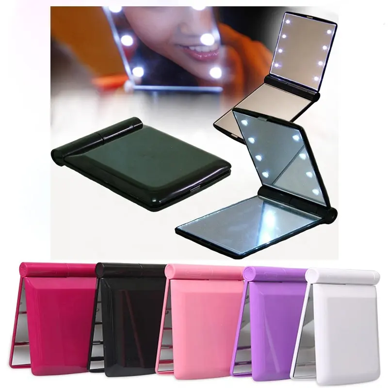 Fashion Handheld Led Cosmetic Hand Mirror Portable Led Pocket Lighted Makeup Mirror