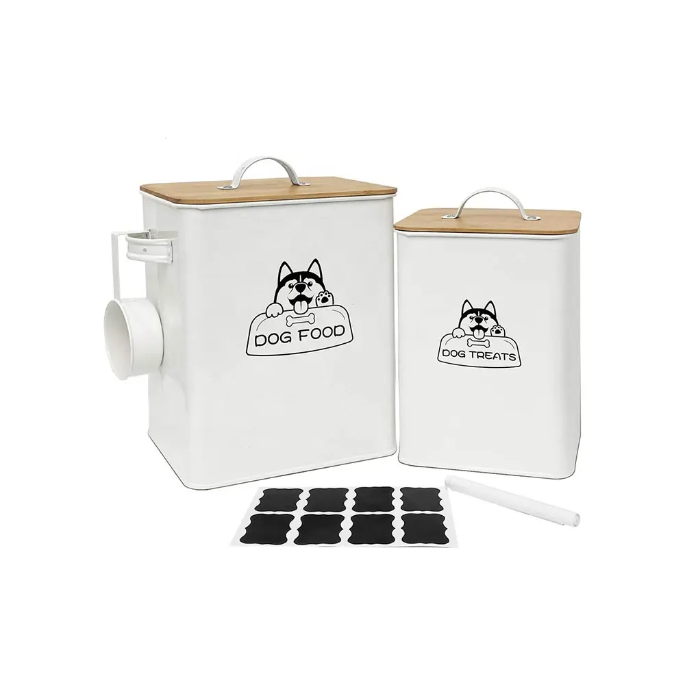 Contenedor de comida galvanizado para perros, conjunto de almacenamiento de comida para perros