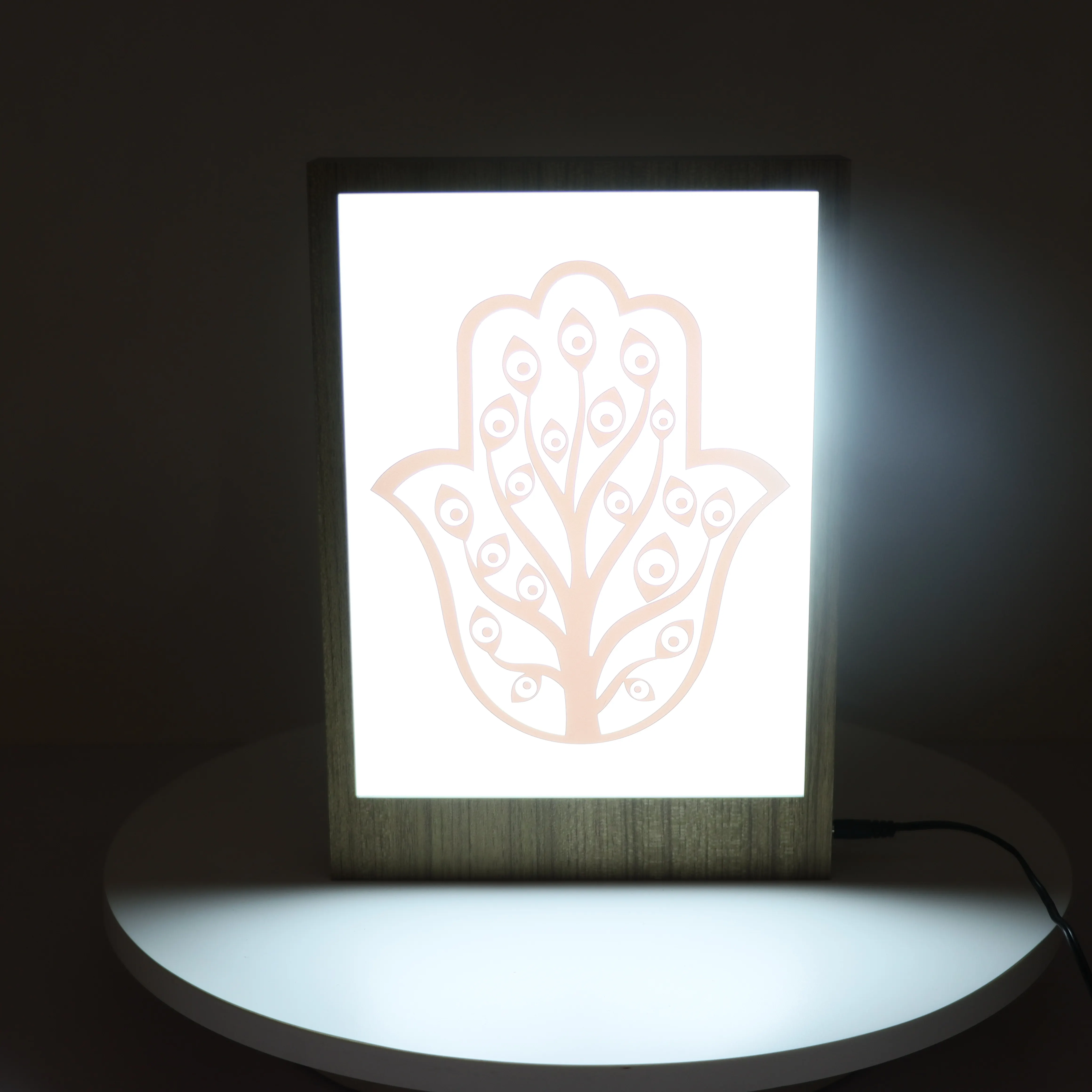 Заводская изготовленная на заказ светодиодная Магнитная Верхняя панель акриловая рамка для дисплея деревянная зернистая световая коробка с логотипом