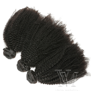 VMAE ดิบพม่า Virgin Hair Cuticle Aligned 3A 3C 4A 4B 4C Kinky Afro CURLY 3 Bundles Weft 4*4 ลูกไม้ปิด - Product Image 1