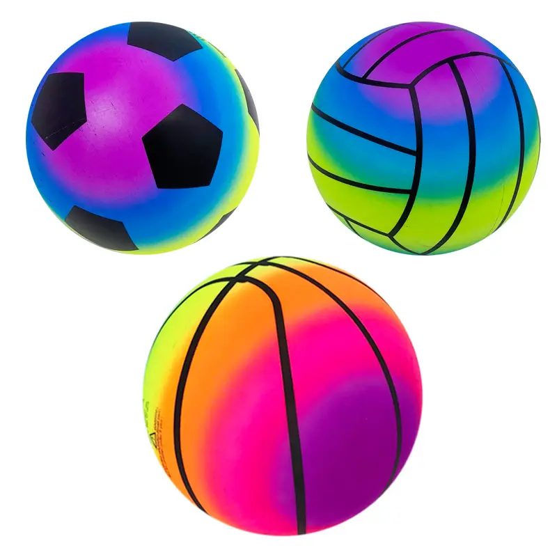 PVC Regenbogen Fußball Neon Kinder Sport aufblasbare Sportspiel zeug bälle Spielplatz ball