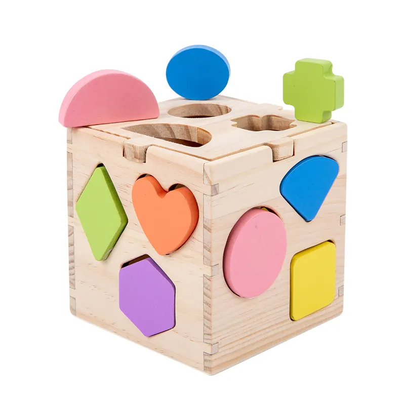 Blocos de construção de madeira, brinquedo de educação, formato geométrico, blocos de construção que combinam, caixa de inteligência