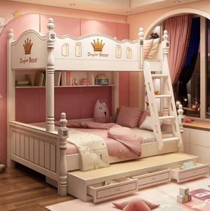 เตียงสองชั้นอเนกประสงค์ทันสมัยพร้อมสไลเดอร์หมุนสำหรับห้องนอนเด็ก - Product Image 1