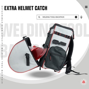 TRQ Factory Custom Welder Backpack Welding Tool <strong>Bags</strong> with Helmet Pouch Welding Tools Backpack - Product Image 3