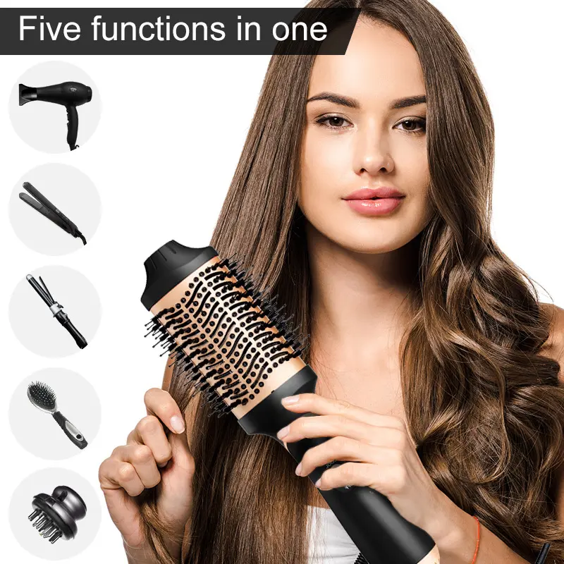 Kurds Hot Air Brush Styler One Step Hair Styler Secador de pelo Volumizer 2 en 1 Plancha de pelo de iones negativos