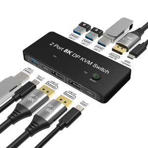 8K 2Port HDMI <strong>2</strong> Port <strong>KVM</strong> <strong>Switch</strong> 2x1 HDMI <strong>2</strong>.<strong>1</strong> Switcher <strong>2</strong> <strong>Input</strong> <strong>1</strong> <strong>Output</strong> Support Led Indicators <strong>2</strong> in <strong>1</strong> Out USB 3.0 <strong>KVM</strong> <strong>Switch</strong>