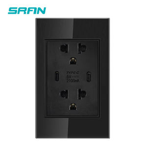 Enchufe de pared de vidrio de toma de corriente multifunción innovador personalizado con dos tipos C - Product Image 2