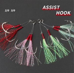 Free Samples High Quality Assist Jigging <strong>Hooks</strong> With Bright Wire Double Barbed <strong>Hook</strong> Sea Fishing Tempting Flash Skirts - Product Image 4