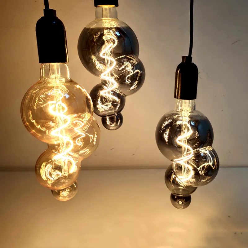 Neue E27 Lampen fassung LED-Lampe Retro-Lampe Rauchgrau geformte Glühbirne 4W 220V -250V LED-Filament dekoration Edison