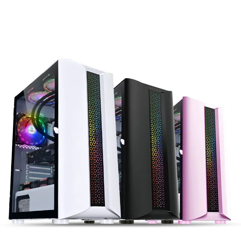 PC Desktop Computer custodie ATX schede grafiche Case Frame Server Set completo con luce a LED e ventola RGB per custodie per Computer e Tower