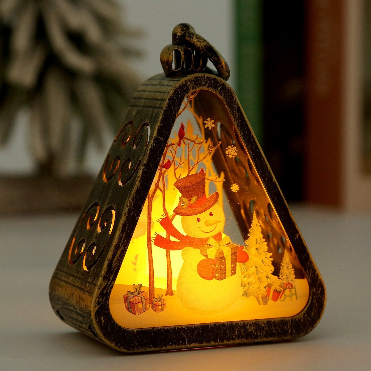 Triangle Lamp - Bronze Snowman