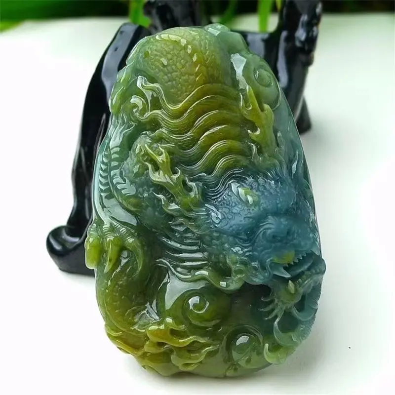 A- Level Jade blau Wasser Doppel farbe Marke Drache Wenshupuxian Landschaft Buddha Guan Gong Guanyin Acalanatha Tiger Anhänger