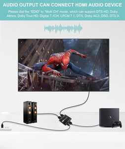 4K @ 60Hz Audio HDMI Splitter 1 en 2 salidas, enlaces de audio Divisor HDMI de aluminio para monitores duales con la misma imagen - Product Image 5
