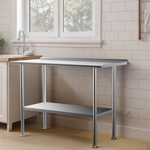 Thép không gỉ làm việc băng ghế dự bị bảng phân loại bảng với backsplash dưới kệ nhà bếp đôi overshelf làm việc băng ghế dự bị - Product Image 1