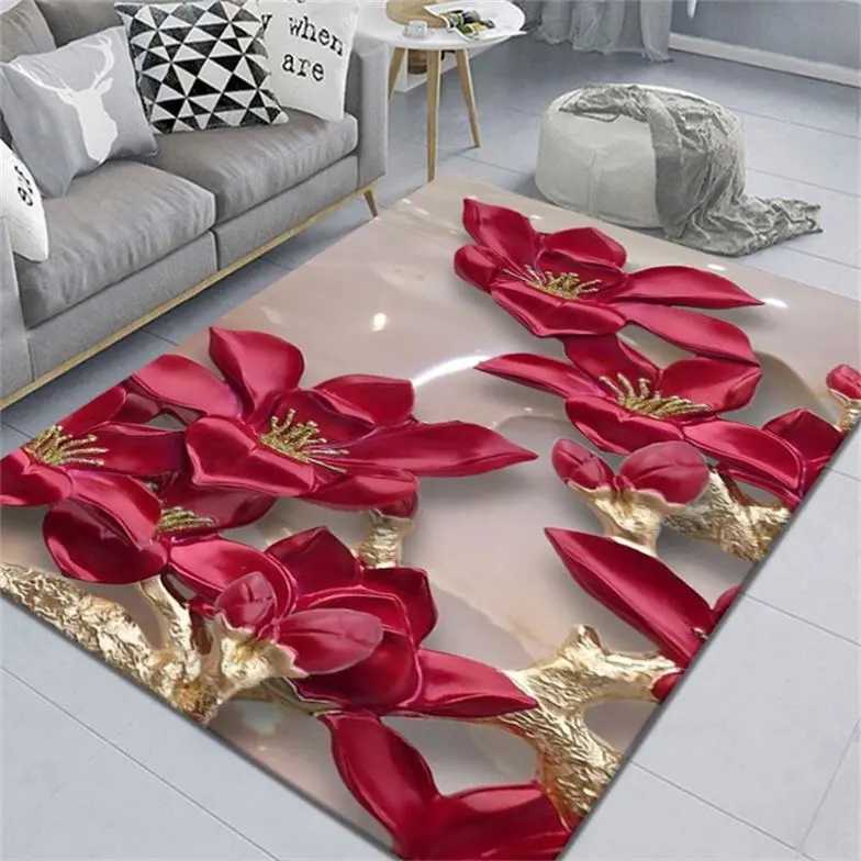 Vendita calda malesia popolare soggiorno decorazioni tappetino Home center tappeto Flower design 3d stampato tappeto