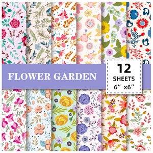 Scrapbook floral 12 folhas de papel artesanal 6x6 para fazer cartões DIY, álbum de fotos, papel de desenho artesanal