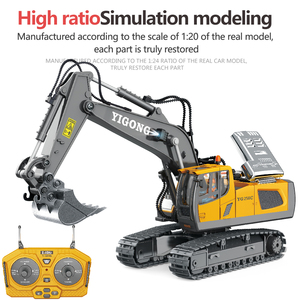 Yeni 1/20 ölçekli alaşım ekskavatör oyuncak 1/24 Model RC araba Metal döküm inşaat mühendisliği oyuncak 2.4GHz - Product Image 5