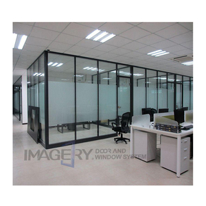 Divisore di design moderno di marca di immagini parete divisoria in vetro con telaio in lega di alluminio a doppio vetro temperato rimovibile per ufficio - Product Image 2