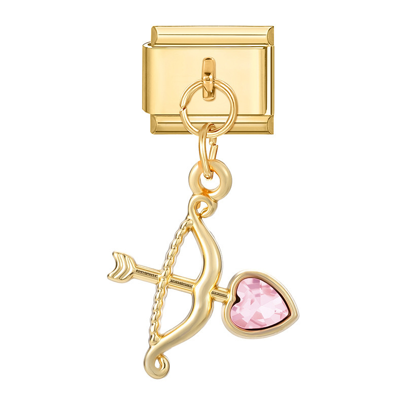 Pendentif base or - nœud en diamant rose